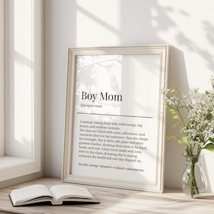 Boy mom printable wall art neutral aesthetic framed poster gift for mom