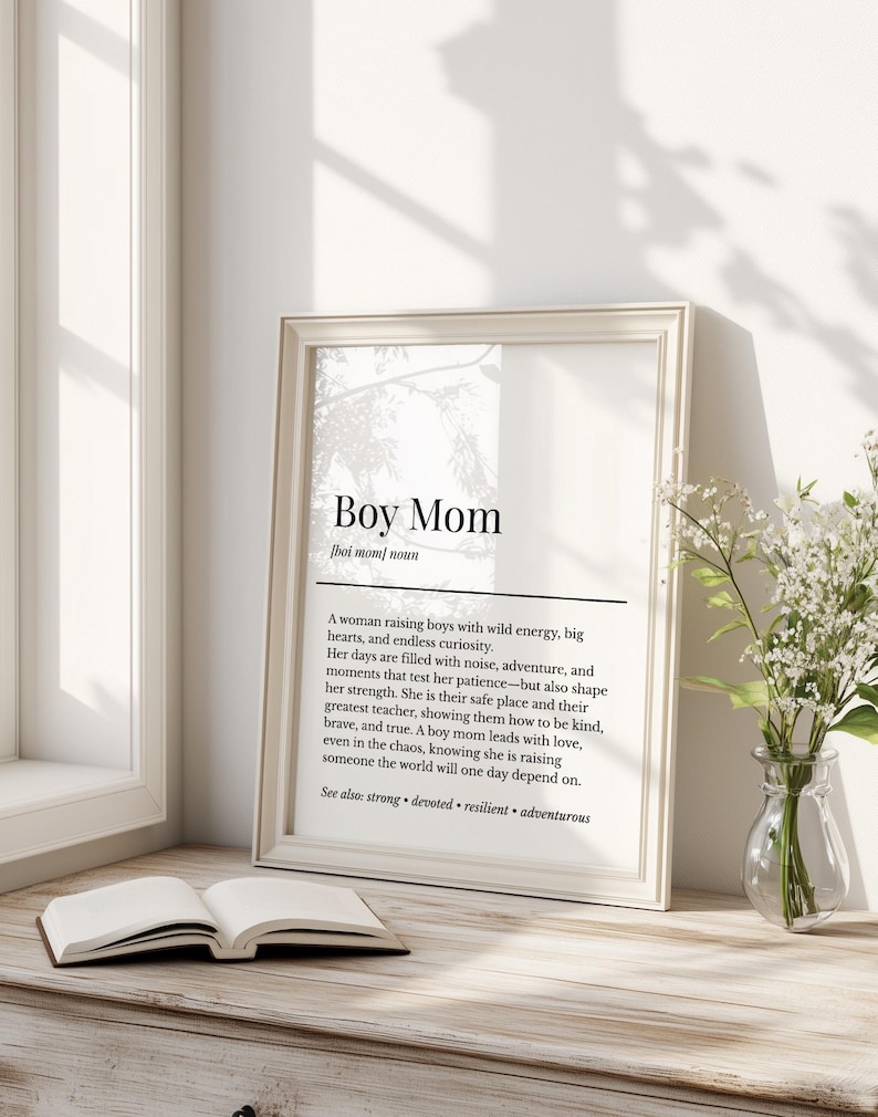 Boy mom printable wall art neutral aesthetic framed poster gift for mom