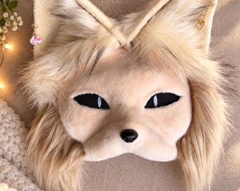 Sand Cat Therian Mask and Tail Set | Handmade Mask | Animal Cosplay | Furry Cosplay | Therian Gear | Alterhuman | Therian Daughter Gifts