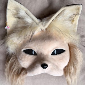 Set maschera e coda da gatto delle sabbie Therian | Maschera fatta a mano | Cosplay animale | Cosplay furry | Equipaggiamento Therian | Alterhuman | Regali per figlie Therian