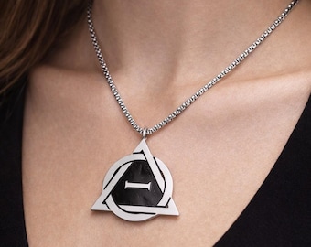 Therian Necklace Theta Delta Symbol | Therian Chain Pendant | Therian Gift | Otherkin Jewelry | Wolf Paw Necklace | Therian Pride