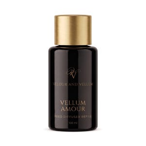 Vellum Amour Reed Diffuser Refill Oil | Ros, pion och kashmirmysk | 100ml 200ml 500ml 1L | Även för kallluftsdiffusorer | Tillverkad i Toronto