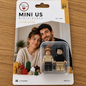 Mini Us | Personliga minifigurer från ditt foto | Present till par | Personlig förpackning | Unikt minne
