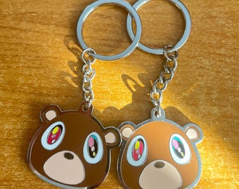 College Dropout Bear Keychain Set | Hip Hop Fan Gift | Best Friend Gift Set | Enamel Bear Keychain Duo | Streetwear Gift