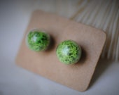 Real MOSS Earring, GLASS Earring, Green Moss Earring, Botanical Earring 10 mm