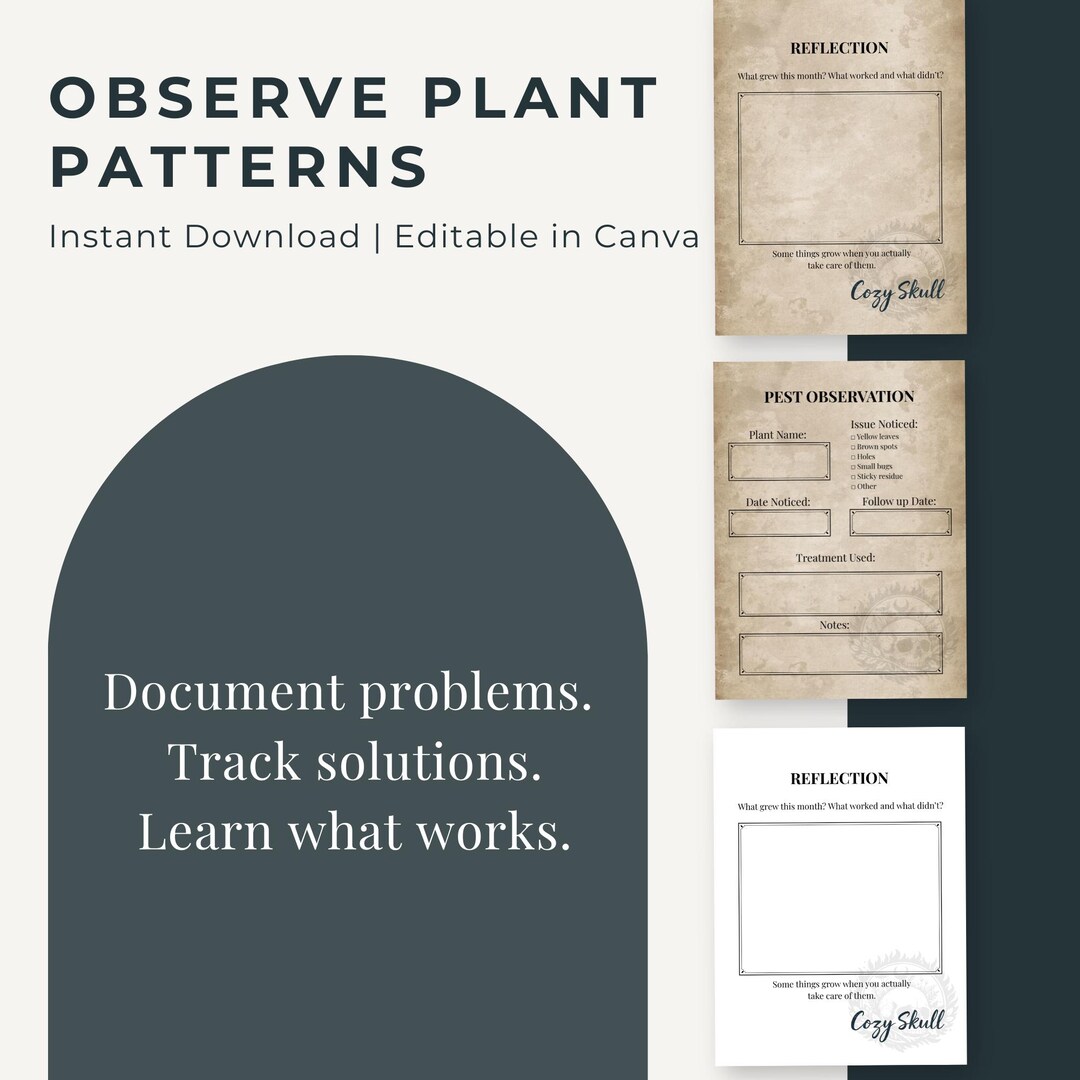 Houseplant Problem Tracker Printable | Pest Observation Log | Plant ...
