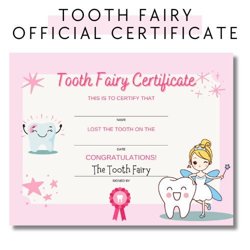 Tooth Fairy Official Certificate - Etsy