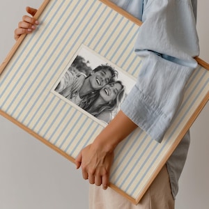 Travel Photo Linen Texture Mat Personalized Vacation Memory Print Photo Mount Digital Download Keepsake Stripes Mat Board
