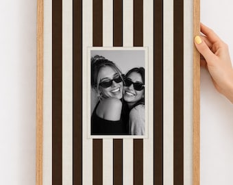 DIY Friend Graduation Gift Brown Striped Fabric Photo Mat Printable Add Your Own Photo Keepsake Instant Download