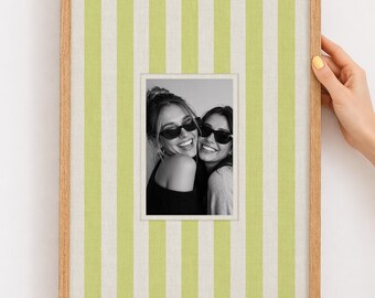 Graduation Gift for Friend Green Striped Photo Mat DIY Printable Add Your Own Photo Instant Download