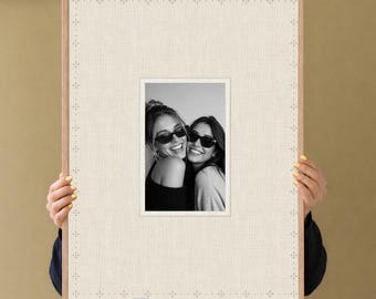 Gift for Mom Personalized Neutral Photo Mat Custom Wall Art Modern Minimalist Picture Keepsake Send Your Photo Download