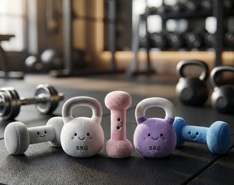 Cute Plush Dumbbell Toy Kawaii Gym Plush Funny Fitness Gift Soft Dumbbell Plush Workout Lover Gift Gym Lover Decor