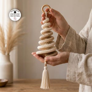 Crochet Spiral Tree Pattern PDF, Modern Boho Wall Hanging Pattern, Twisted Crochet Tree Decor, Wind Spinner Crochet Pattern, Home Decor DIY