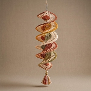 Crochet Wind Spinner Pattern PDF, Boho Twister Spiral Hanging Decor, 3D Crochet Mobile Tutorial, Porch and Home Ornament