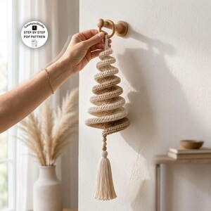 Crochet Spiral Tree Pattern PDF, Modern Boho Wall Hanging Pattern, Twisted Crochet Tree Decor, Wind Spinner Crochet Pattern, Home Decor DIY image 5