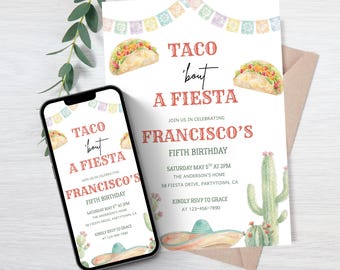 Taco 'Bout a Fiesta Cactus watercolor Bridal Shower Invitation Template Instant Download Editable Printable Invite