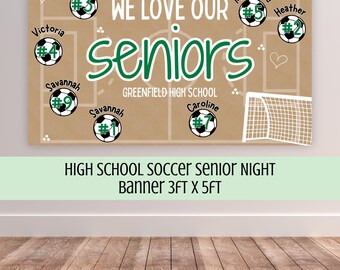 Soccer Senior Night Banner Template, High School Sports Night, Team Captian Appreciation, 3x5ft, Editable Canva Template (Digital Download)