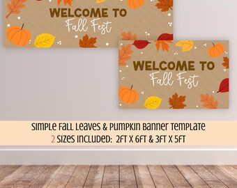 Fall Festival Banner Template, Trunk and Treat, Thanksgiving Welcome Wall Backdrop, Fall Birthday Sign, Editable Canva Template