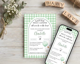 Silly Goose Baby Shower Invitation, Team Green Baby Invite