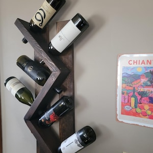 Modern Zig-Zag Wall Mounted Wine Rack Geometric Minimalist Bottle Display