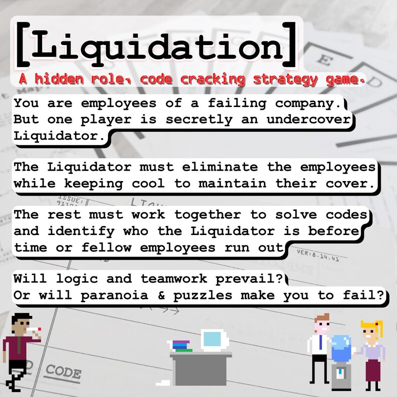 Hidden Role, Social Deception, Printable Strategy Game - LIQUIDATION image 2