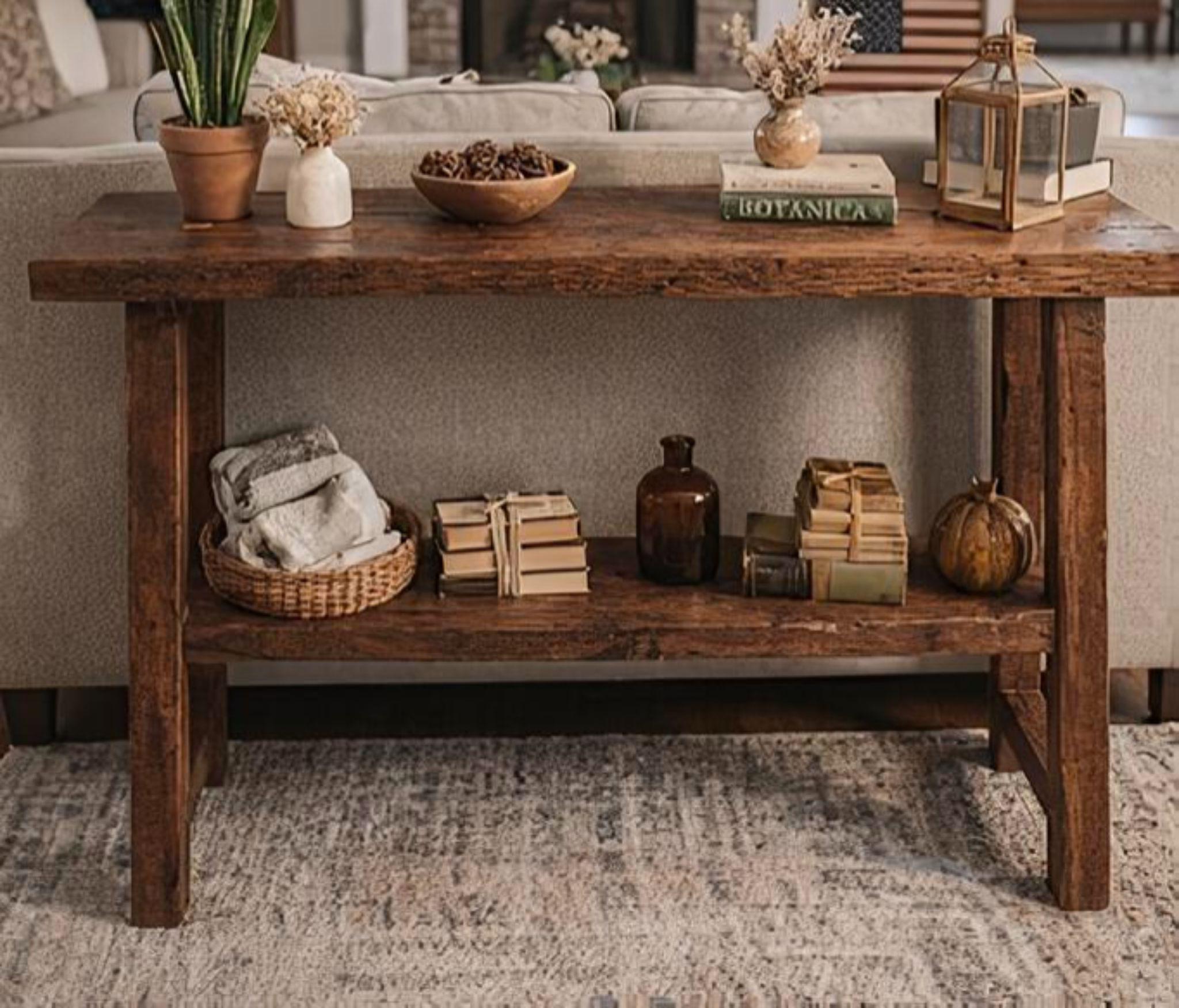Rustic Solid Wood Console Table, Farmhouse Entryway Sofa Table - Etsy