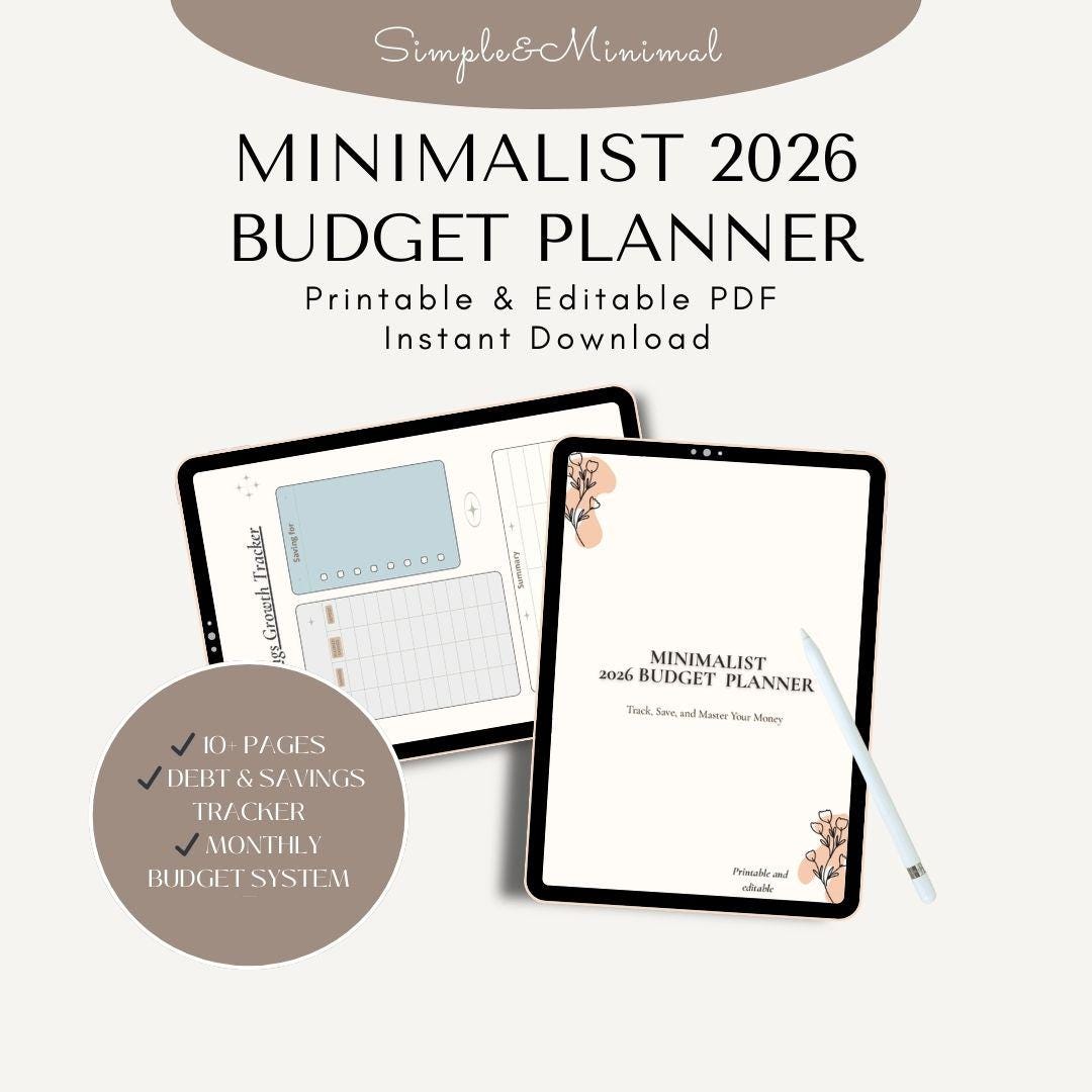 2026 Minimalist Budget Planner | Editable Canva Template (digital ...