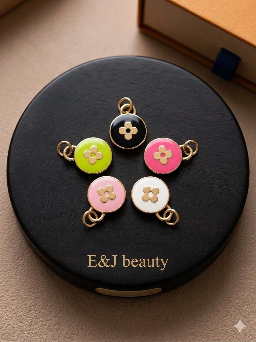 Dainty Enamel Flower Charm | Minimalist Monogran Jewelry