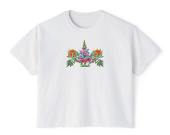 Flowery pain womens boxy tee