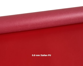 Feuille de tissu imitation cuir rouge 0,8 mm, matériau PU pour sacs, portefeuilles, bricolage, Côme italien