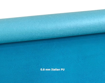 Faux cuir turquoise 0,8 mm, matériau PU pour sacs, portefeuilles, bricolage, Côme italien