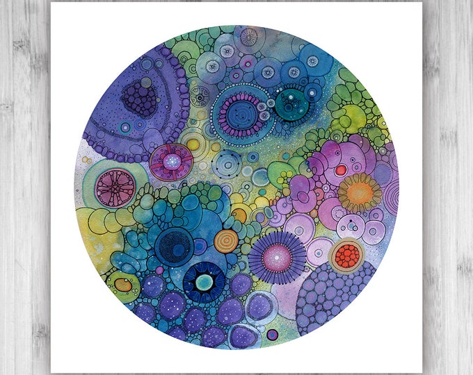 GICLEE PRINT  - Eternity - 12x12 - Circle - DoodlePainting - Select Your Size