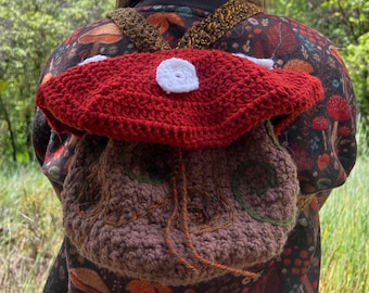 Toadstool Trek Pack Crochet Pattern | Mushroom Rucksack PDF, Cottagecore Bag