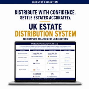 UK Estate Distribution System | Executor Spreadsheet, Probate Tracker (Excel Workbook)