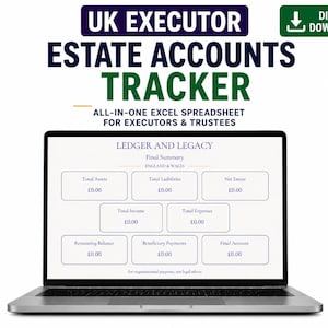 UK Executor Spreadsheet | Estate Accounts Tracker Template for Probate (Digital Download)