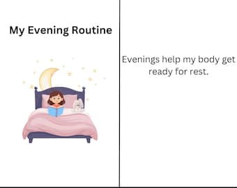 Historia social de rutina nocturna para personas con autismo / Horario visual imprimible para la hora de dormir (PDF)