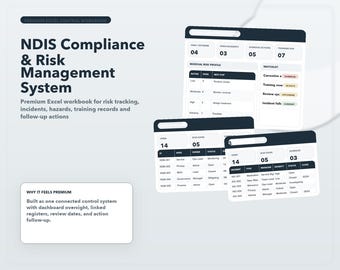 NDIS-nalevings- en risicobeheersysteem, incidentenregister, gevarenlogboek en trainingsrecord | Excel