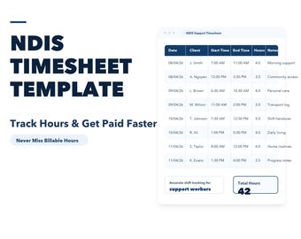 NDIS Timesheet Template for Support Workers, Weekly Excel Shift Tracker (Digital Download)