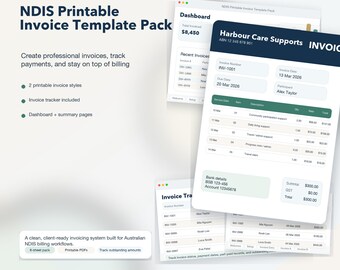 NDIS Invoice Template Pack | Billing Forms Bundle