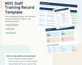 NDIS Training Record Template | Staff Training Register