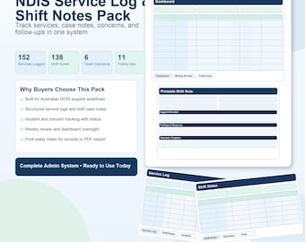 NDIS Support Worker Log Template | Service Notes & Case Records