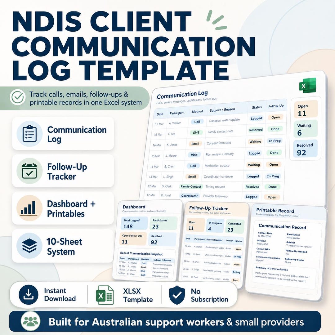 Ndis Client Numbers NDIS Client Communication Log | Follow up Tracker Excel Template ...
