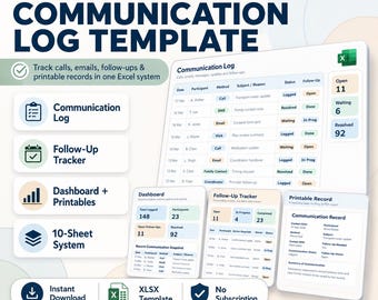 Journal de communication client NDIS | Modèle Excel de suivi de suivi (téléchargement numérique)