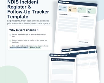 NDIS Incident Register Template | Incident Tracking Log