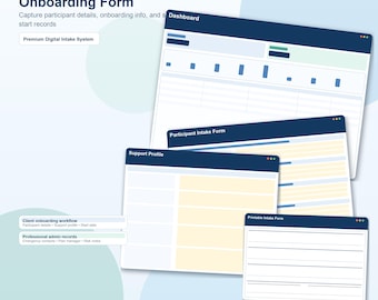 NDIS Client Intake Form & Onboarding Template and Support Worker Spreadsheet  Participant Details Tracker Australia