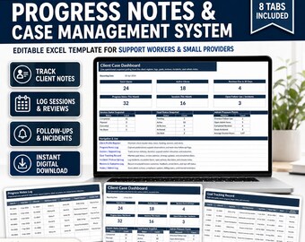 NDIS Client Progress Notes Excel Template | Support Worker Case Management System