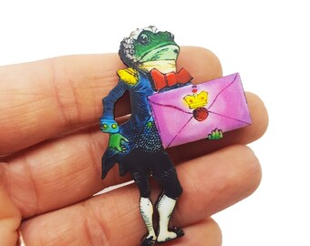 Alice in Wonderland Frog Footman Through The Looking Glass Lewis Carroll John Tenniel Brooch Pin Badge Jewellery Gift For Her