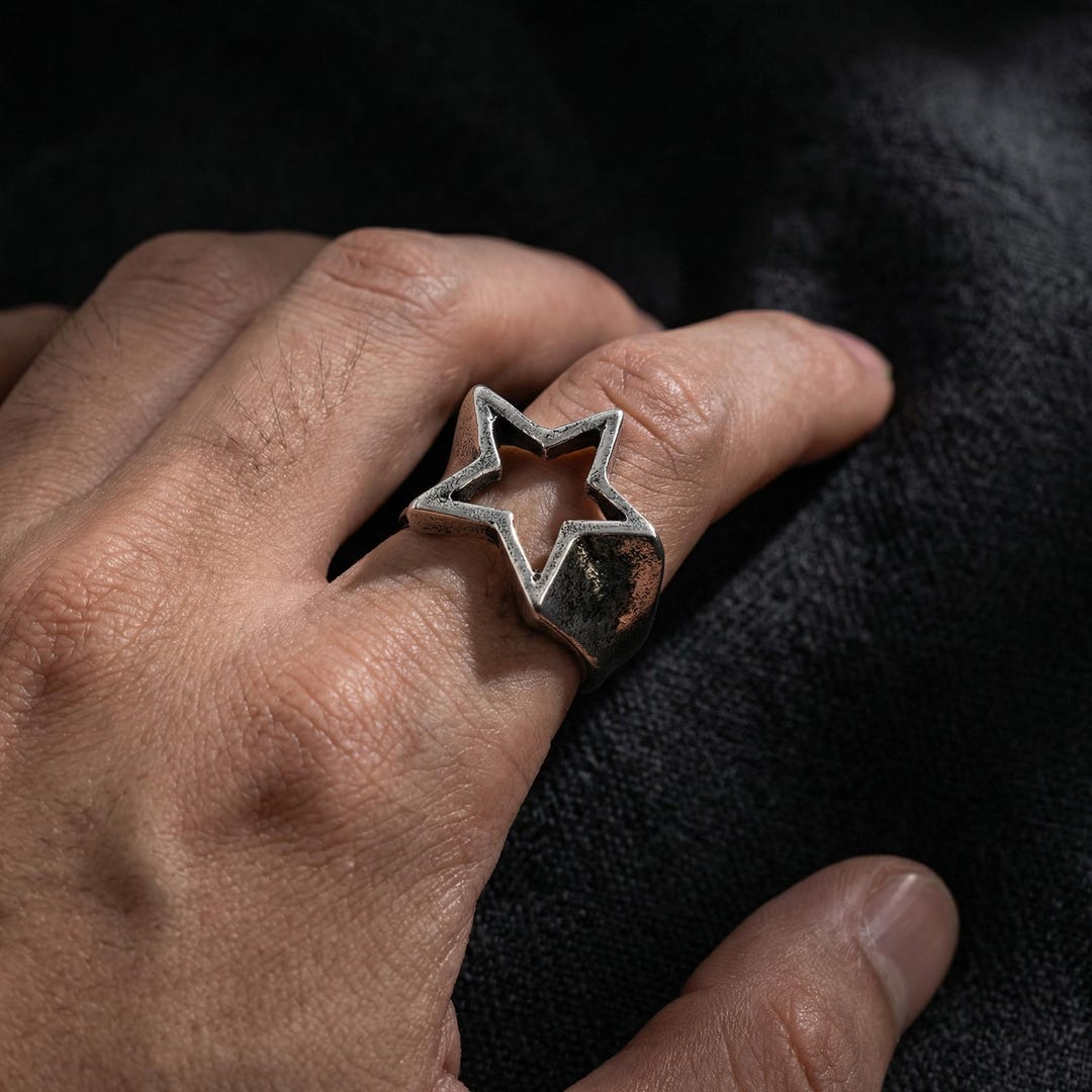 Star Ring, Open Star Ring, Star Rings Women, Punk Star Rings, Gothic ...