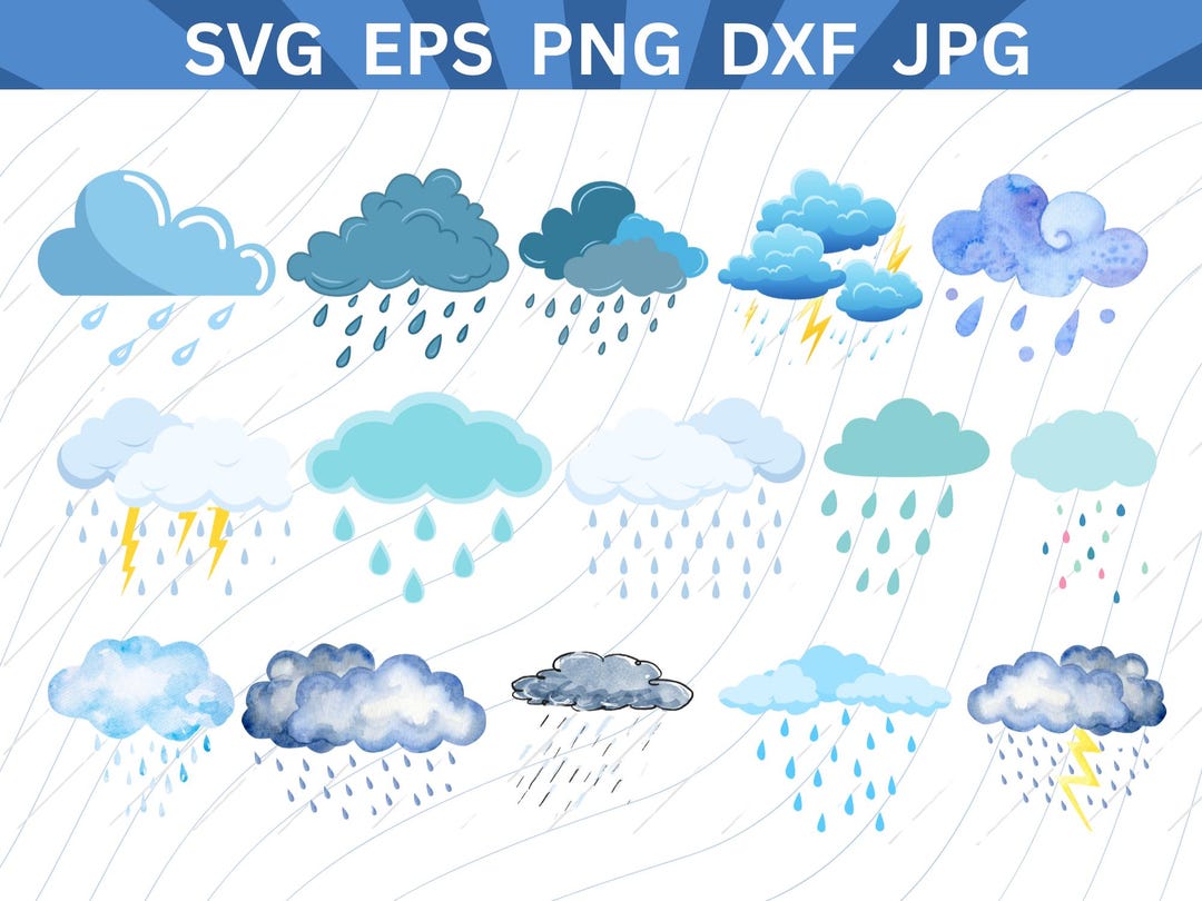 Rain Cloud SVG Clip Art – Rainy Weather Cut File (digital Download ...