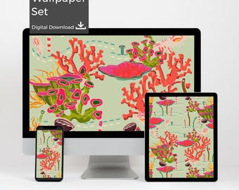 Conjunto de fondos de pantalla con temática costera para dispositivos, teléfono/tableta/ordenador/reloj (descarga digital).